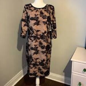 Black and Nude Lade Mini Dress